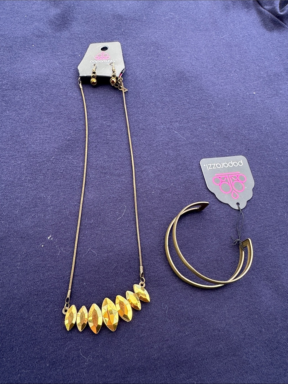 paparazzi Gold Faceted Bead Necklace with Gold Hoop Earrings